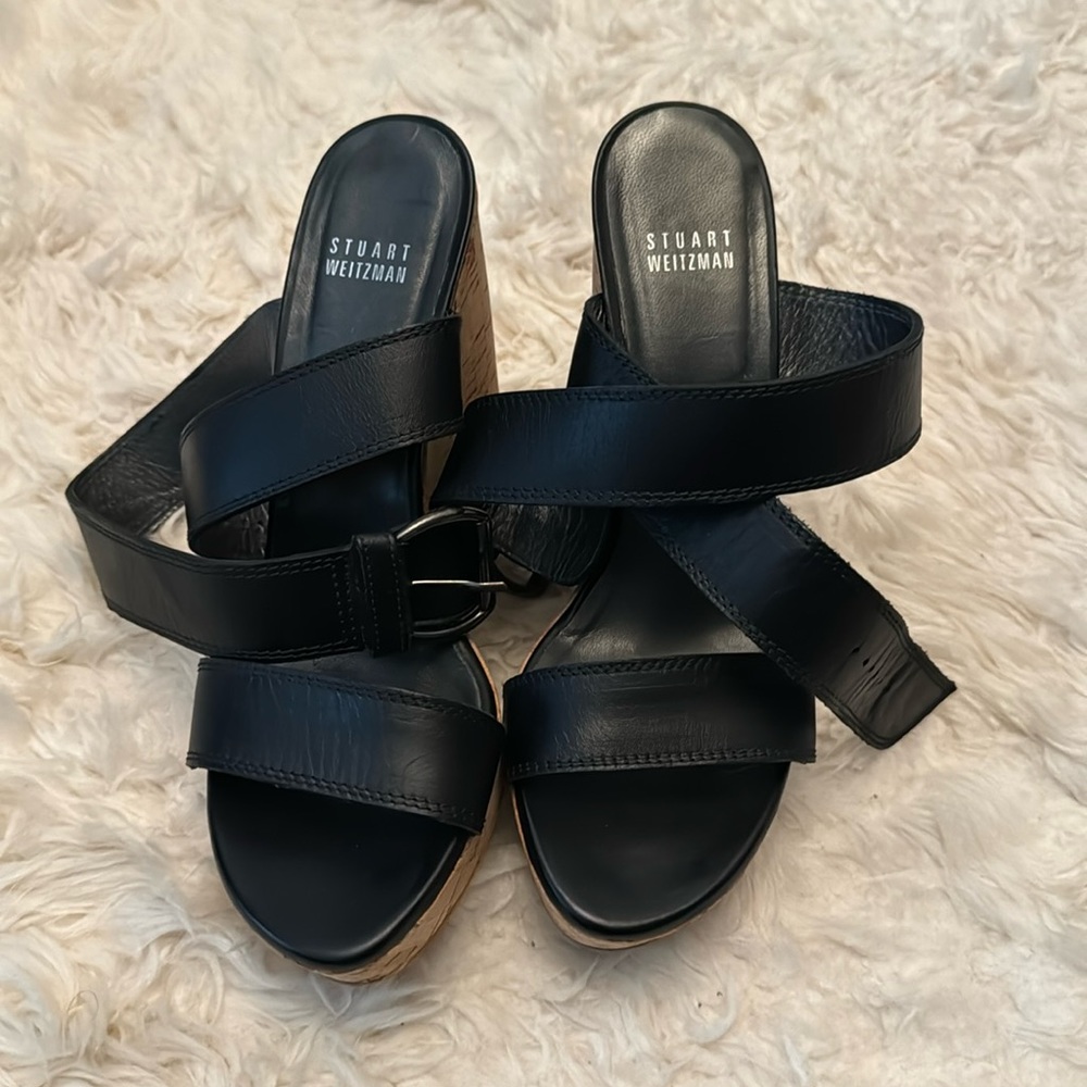 Stuart Weitzman size 8.5 wedges black shoes